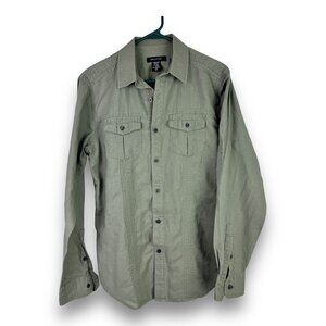 Structure Mens Sz S Linen Blend Roll Tab Long Sleeve Military Fall Summer